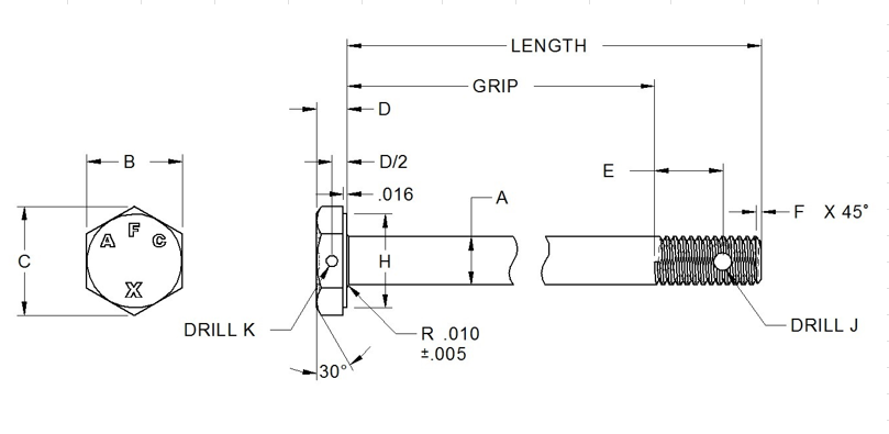 AN3-12 - Drilled Aerospace Bolt AN Standards 1-9/32