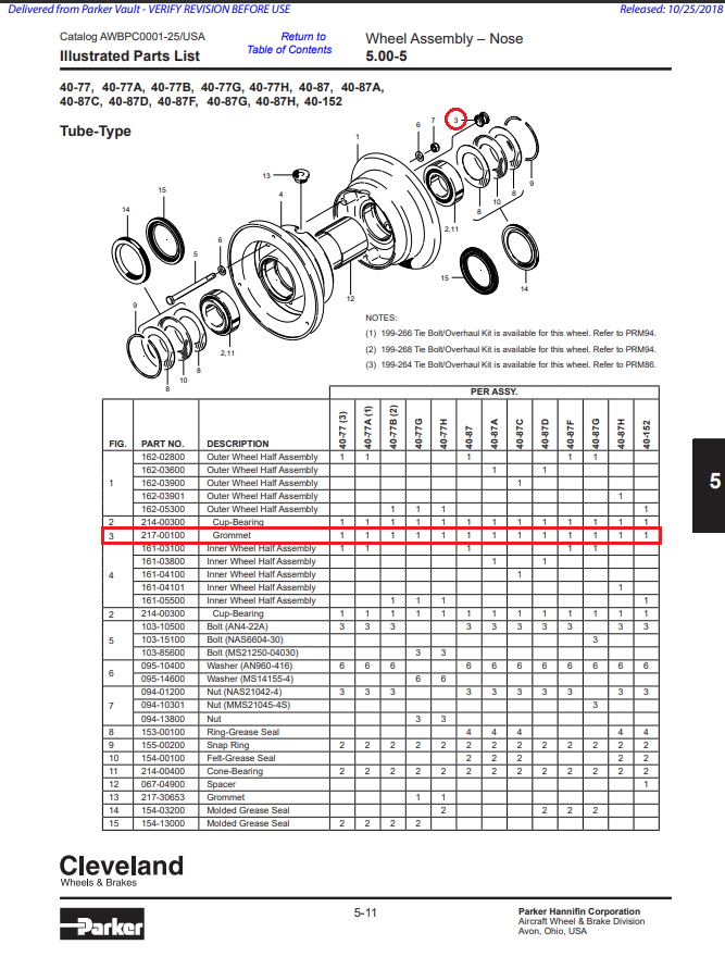 40-77B - Cleveland Nose Wheel Assembly