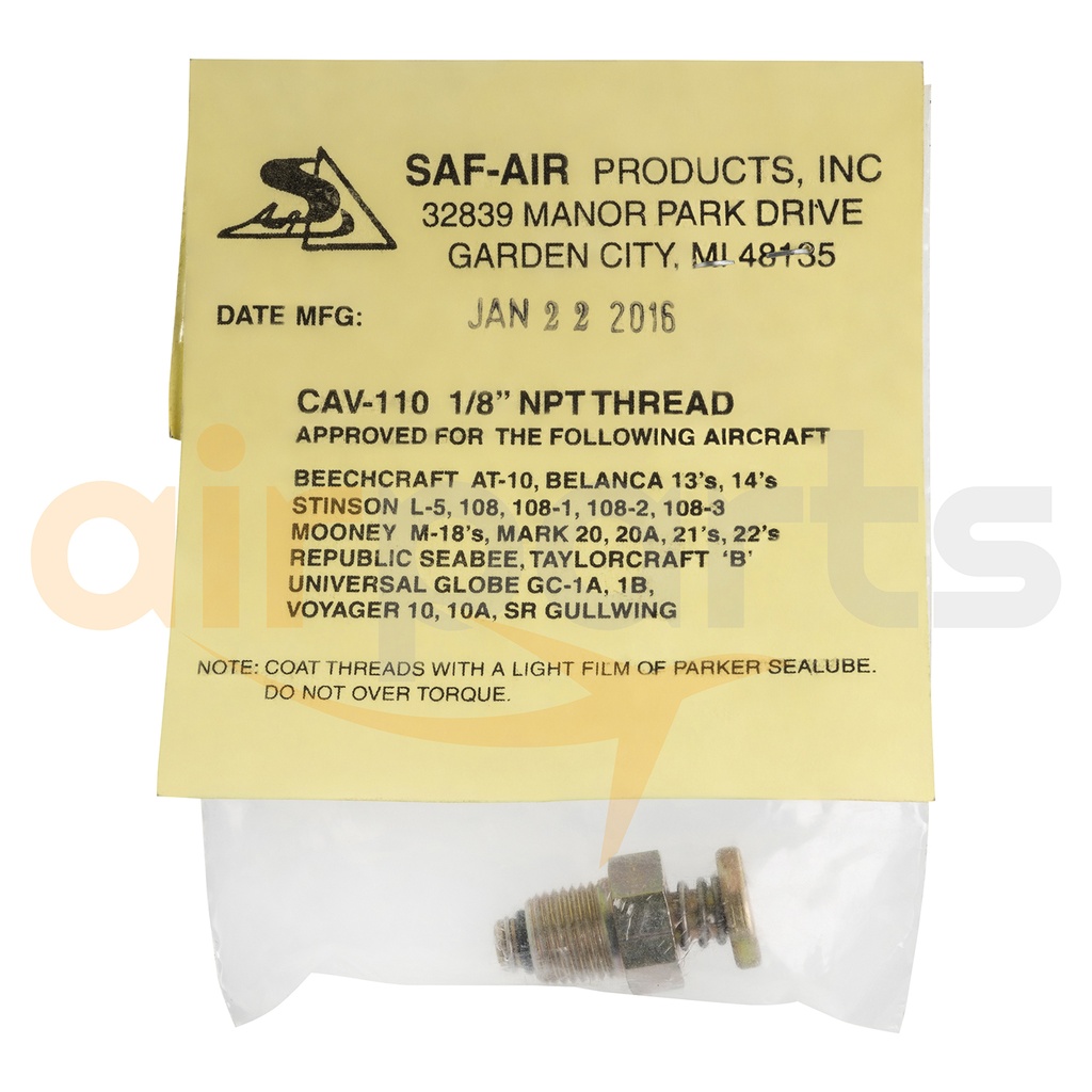 Saf-air Products Inc. - Push-Type Fuel Drain Valve - CAV-110