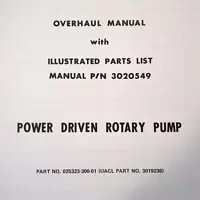 3020549 - Sundstrand Power Driven Rotary Pump 025323-300-1, 3019236 Overhaul Parts Manual